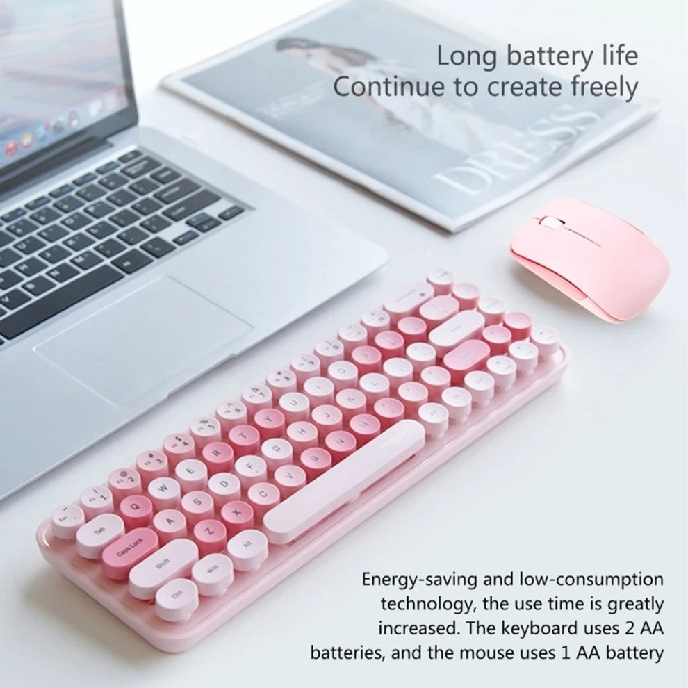 Anymob Bluetooth Keyboard And Mouse Set Milktea Colorful Soft Touch Keys