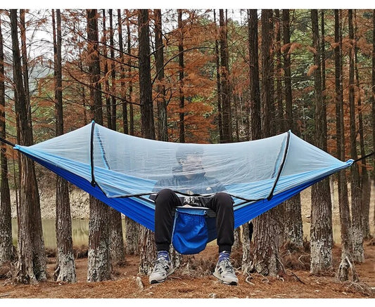 Anypack Camping Swing Chair Blue 260X140Cm Mosquito Net Hammock