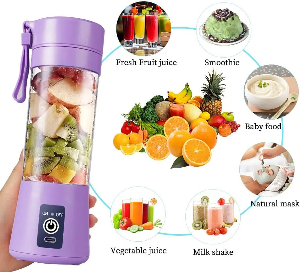 Anymob Mini Juicer Purple 380ml USB Portable Blender Bottle Squeezer Extractor Machine