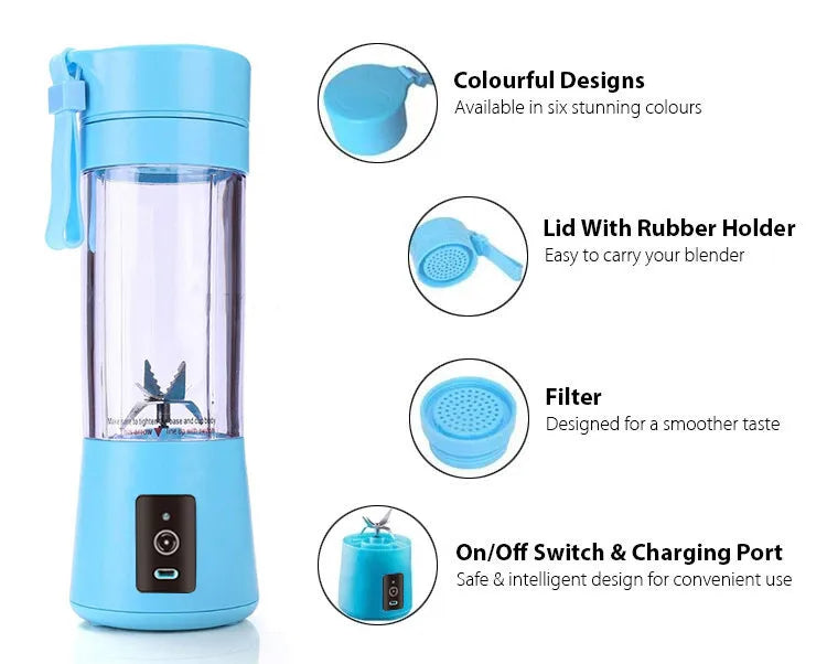 Anymob Mini Juicer Blue 380ml USB Portable Blender Bottle Squeezer Extractor Machine