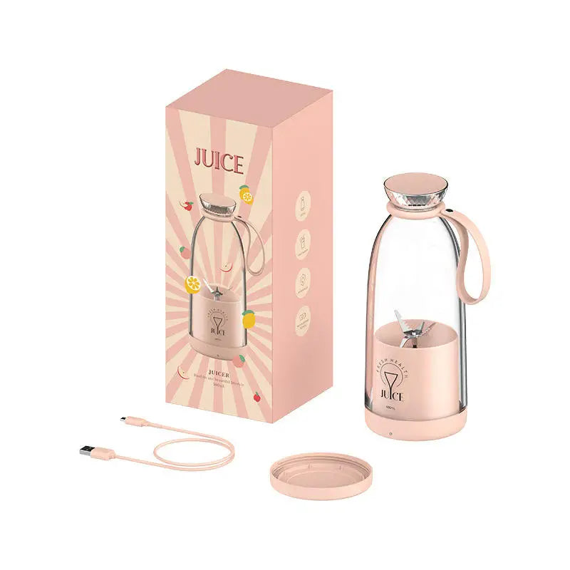 Anymob Mini Juicer Pink 500ml 6 Blades Rechargeable Blender