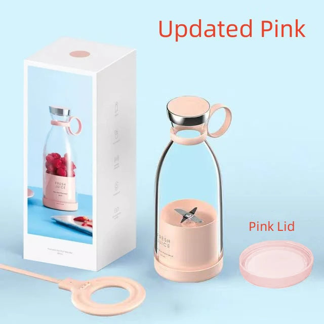 Anymob Mini Juicer Pink With Lid 350ml Rechargeable Blender