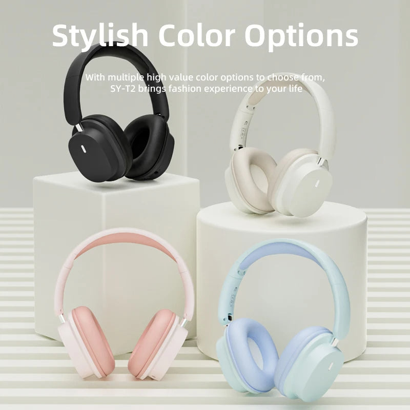 Anymob Headphone Pink Bluetooth SY T2 Noise Reduction Wireless Headset