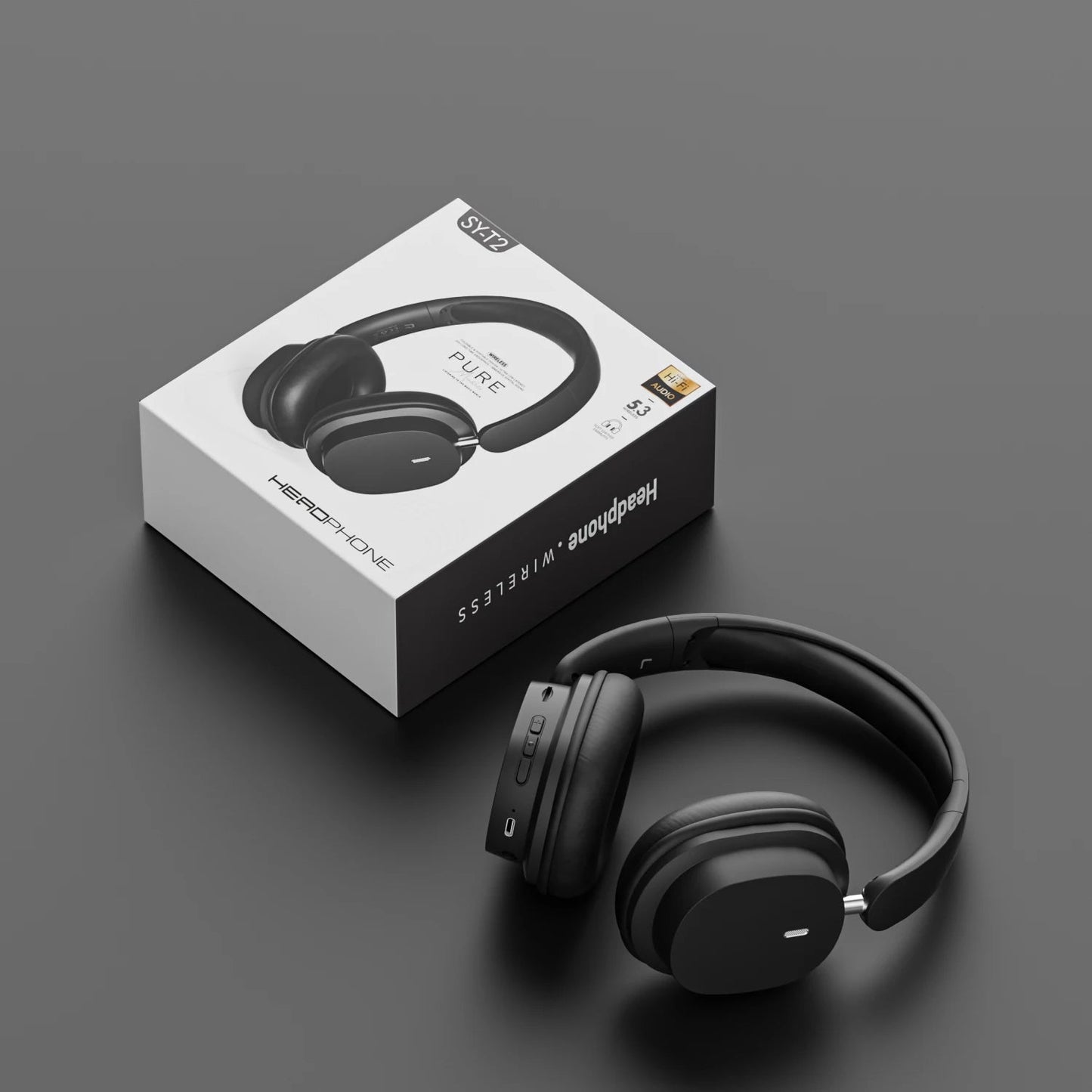 Anymob Headphone Black Bluetooth SY T2 Noise Reduction Headset