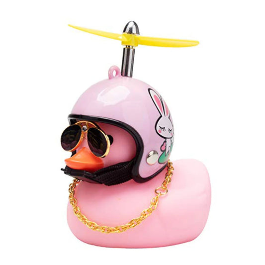 Anypack Car Ornaments  Pink Duck with Pink Propeller Helmet Gold Chain