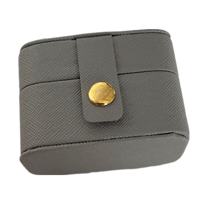Anyhouz Jewelry Storage Mini Ring Box Portable 2pc Gray Leather Organizer