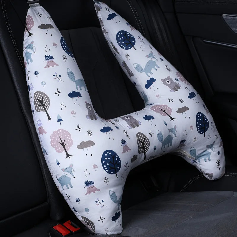 Anypack Car Travel Pillow UShape Animal Forest Pattern Kids Cushion Seat