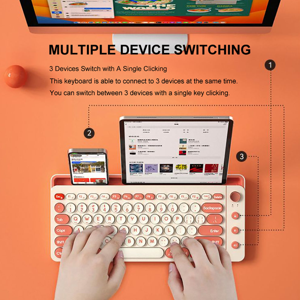 Anymob Bluetooth Keyboard Green Rechargeable With Holder