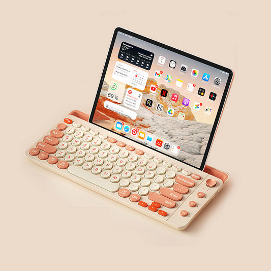 Anymob Bluetooth Keyboard Pink Rechargeable With Holder