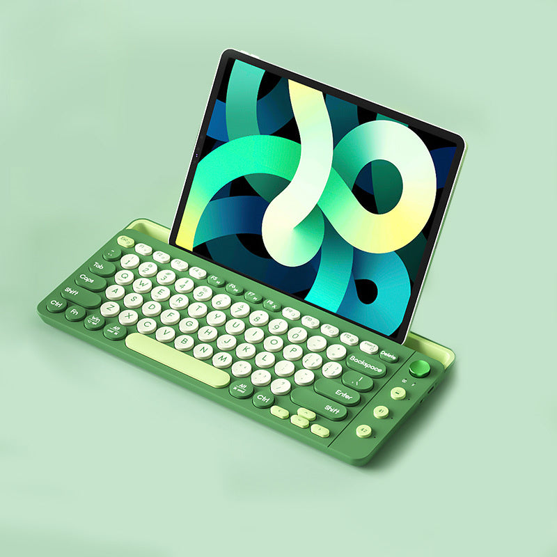 Anymob Bluetooth Keyboard Green Rechargeable With Holder