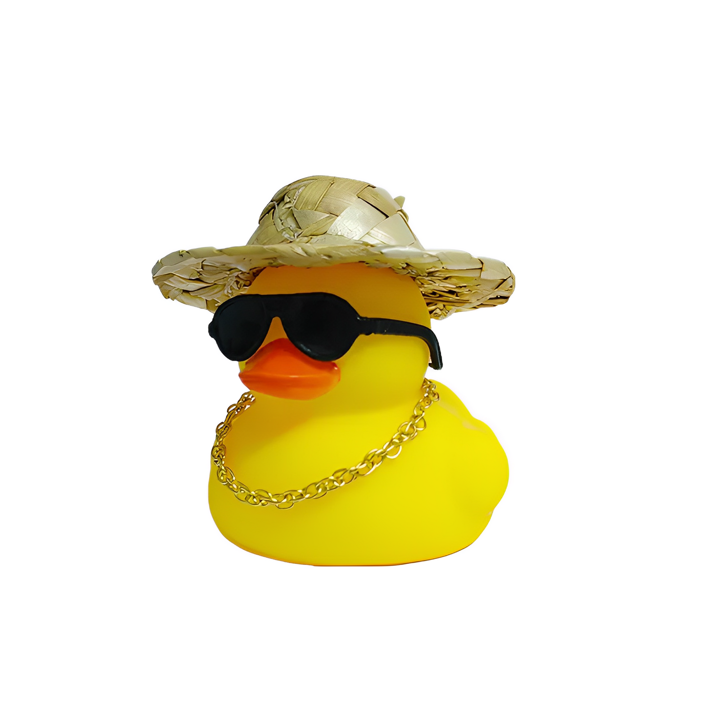 Anypack Car Ornaments Yellow Round Glasses with Straw Hat Gold Chain