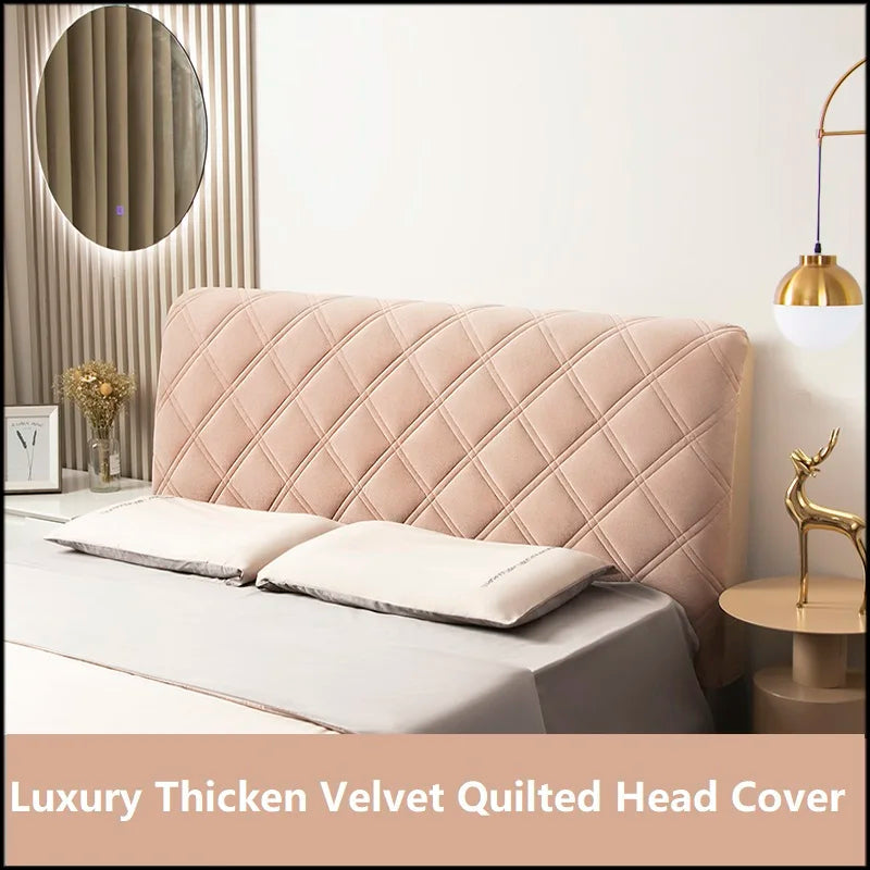 Anyhouz Headboard Cover Khaki Criss Cross Quilted Velvet Cover 100x70cm