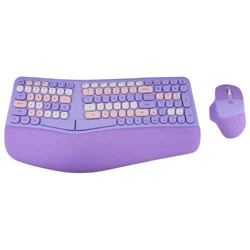 Anymob Bluetooth Keyboard And Mouse Set Purple Ergonomic Wirelesss