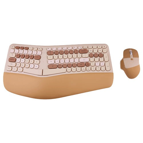 Anymob Bluetooth Keyboard And Mouse Set Milk Tea Ergonomic Wireless