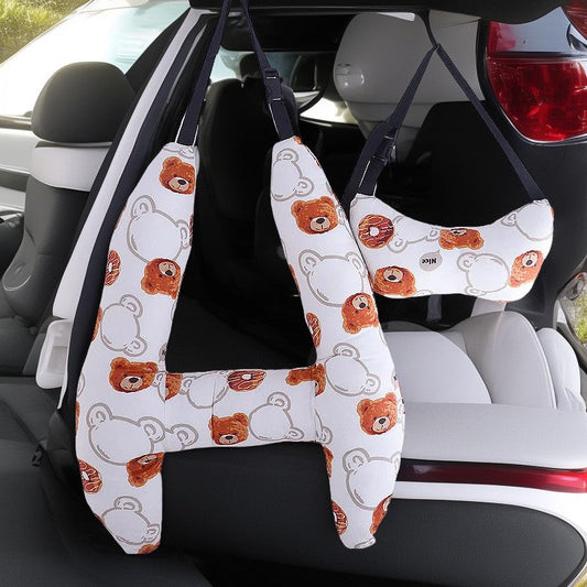 Anypack Car Travel Pillow Brown Bear 1 Set H-Shape Neck Support