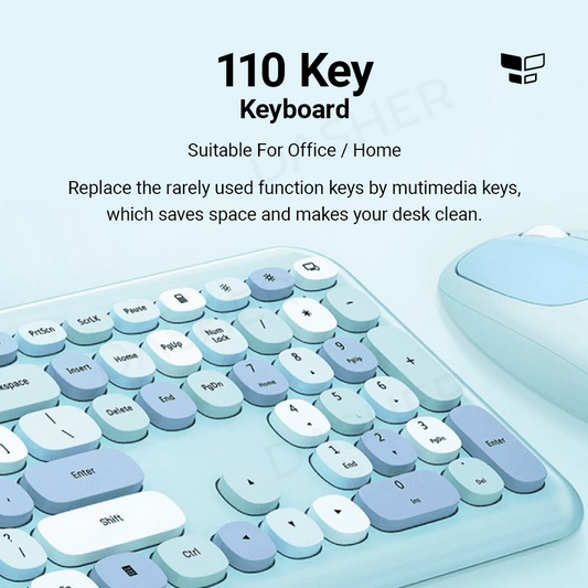 Anymob Bluetooth Keyboard And Mouse Set Blue Soft Touch Keys