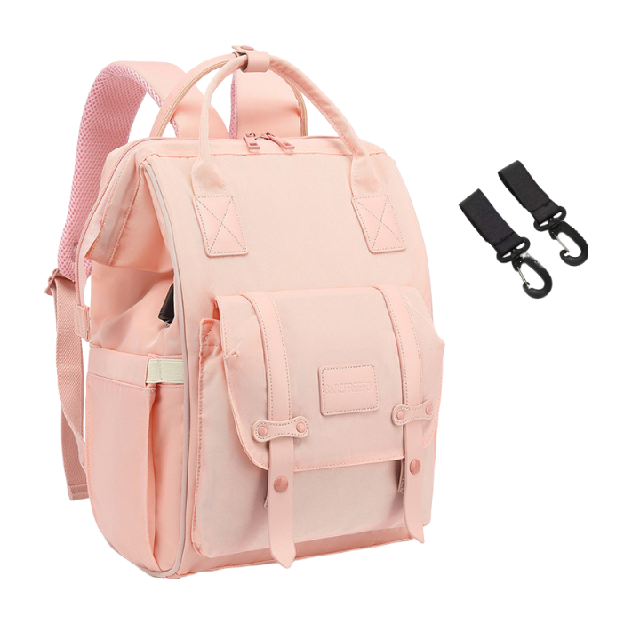 Anymom Mommy Diaper Bag Pink Backpack with USB Port