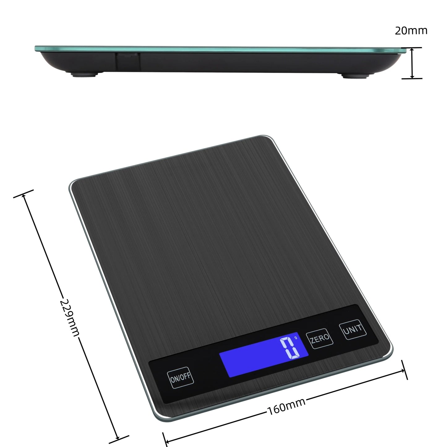 Anygleam Silver Stainless Kitchen Food Scale 10Kg Digital Display