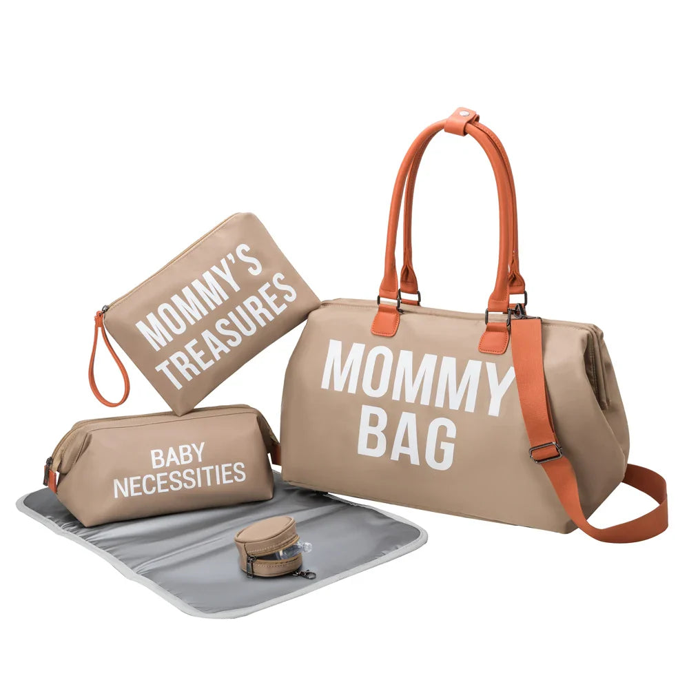 Anymom Mommy Diaper Bag Khaki Handbag 5Pcs Set with Changing Pad