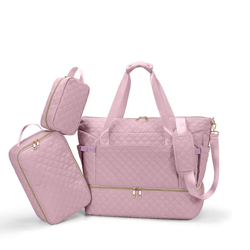 Anymom Mommy Diaper Bag Pink Handbag 3 pcs Set with Pockets