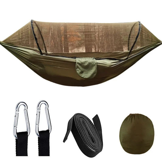 Anypack Camping Swing Chair Army Green 260X140Cm Mosquito Net Hammock