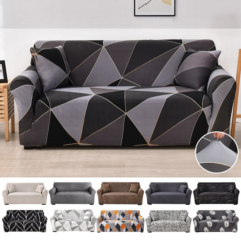 Anyhouz Sofa Cover Gray Pink Geometric Style 4 Seater