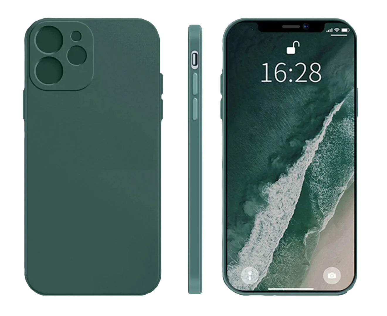 Anymob Huawei Phone Case Green Full Lens Protection Silicone Soft Cover