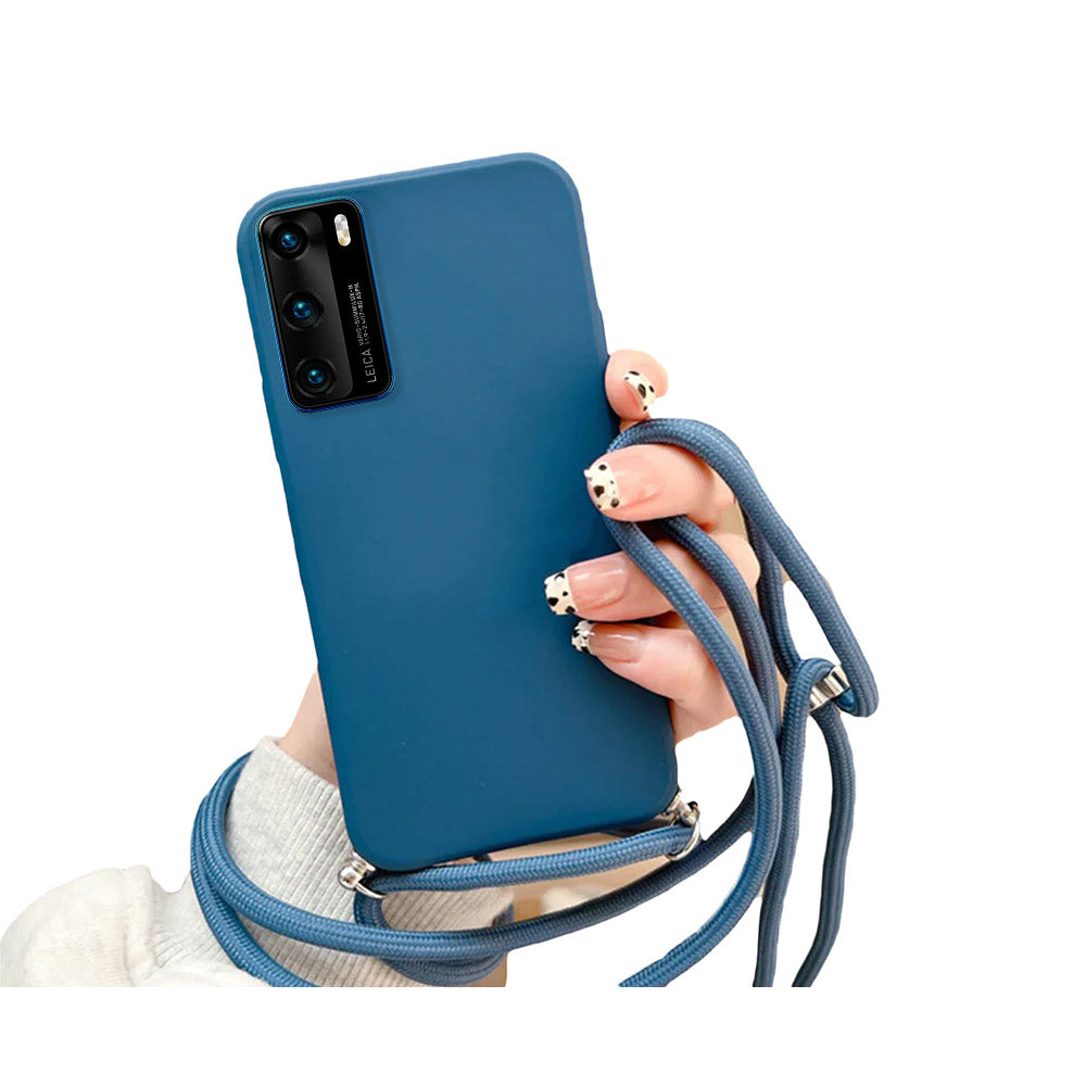 Anymob Huawei Phone Case Dark Blue Lanyard Crossbody Cord