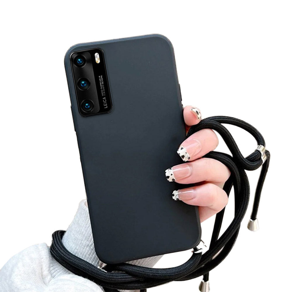 Anymob Huawei Phone Case Black Lanyard Crossbody Cord