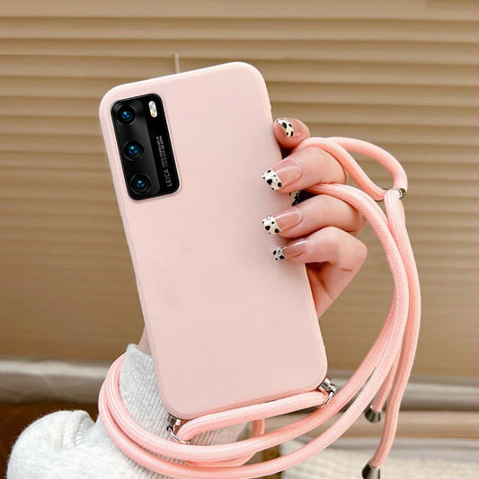 Anymob Huawei Phone Case Light Pink Lanyard Crossbody Cord