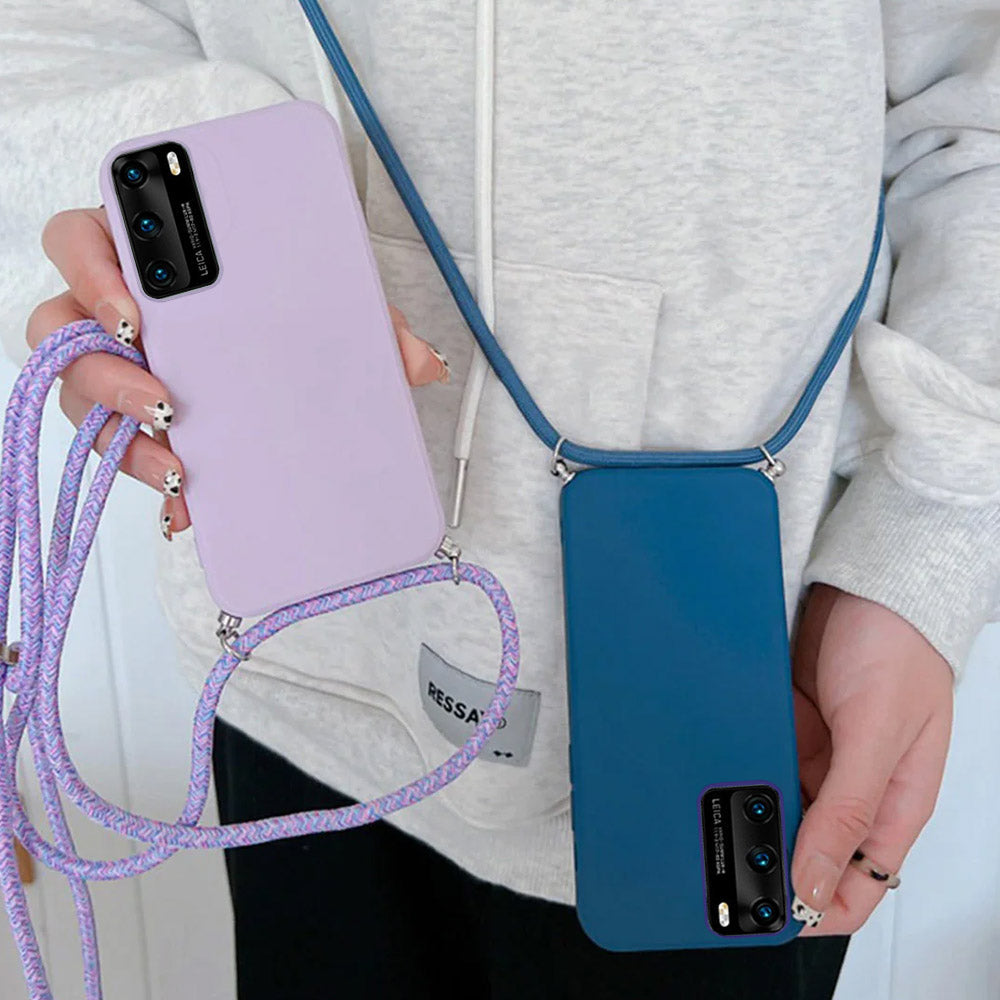 Anymob Huawei Phone Case Light Pink Lanyard Crossbody Cord