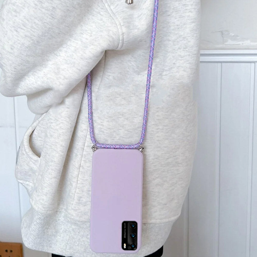 Anymob Huawei Phone Case Light Pink Lanyard Crossbody Cord