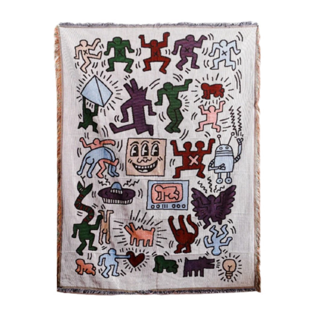 Anycozy Jacquard Weave Jigsaw Throw Blanket with Tassel