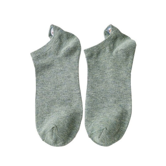Anysox 5 Pairs One Size 4-5 Green Unisex Candy Color Cotton Short Cute Socks