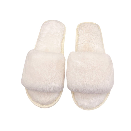 AnyStep Basic White Fluffy Indoor Slip On Plush Slipper One Size 5-6
