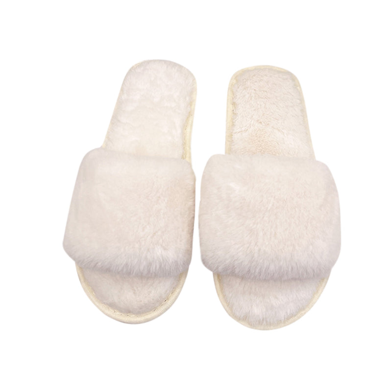AnyStep Basic White Fluffy Indoor Slip On Plush Slipper One Size 7-8