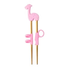 AnyGleam Chop Stick Pink Giraffe 1 Pair Reusable Gold  Stainless Steel Cartoon