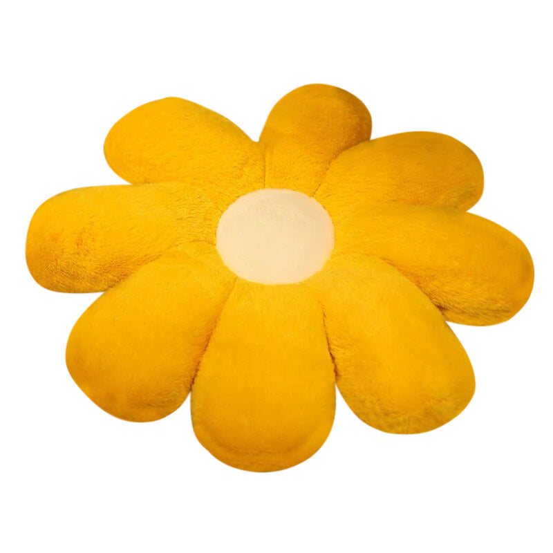 Anyhouz Plush Pillow Yellow White Flower Shape Stuffed Soft Pillow Seat Cushion Room Decor 50cm