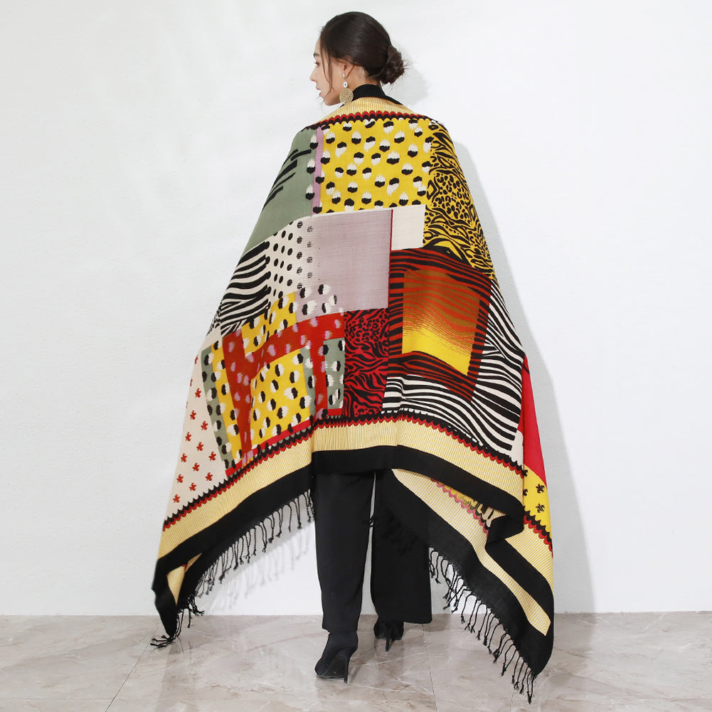 Anyyou 100% Merino Wool Multi-color Silk Satin Scarf for Women