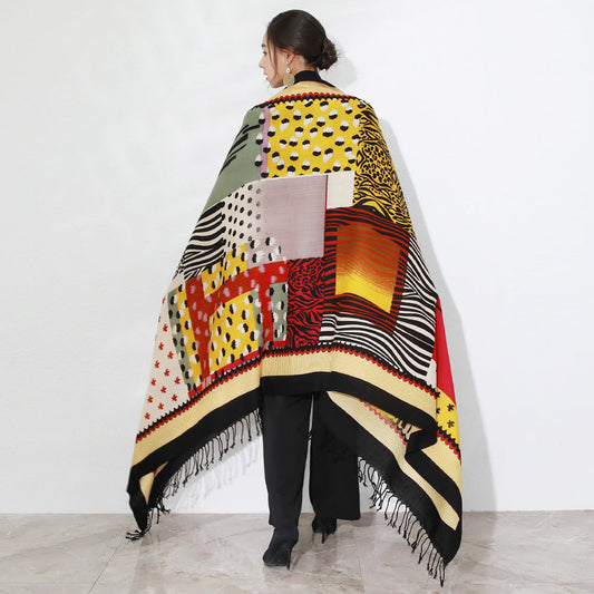 Anyyou 100% Merino Wool Multi-color Silk Satin Scarf for Women