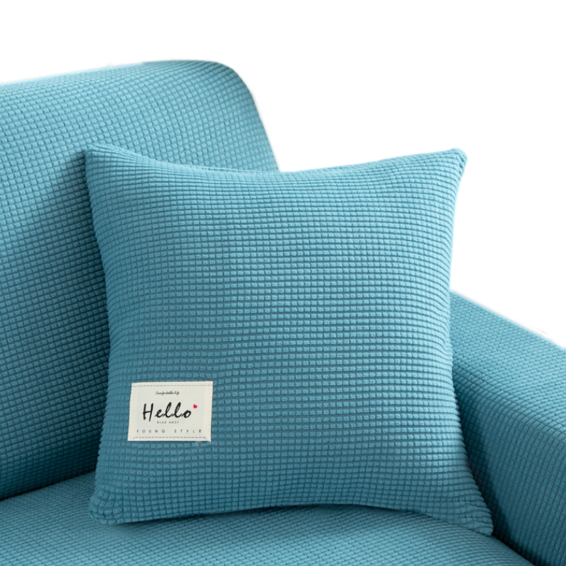 Anyhouz Pillowcase 45X45Cm Teal Blue Polyester Thick Stretchable Cushion For Living Room