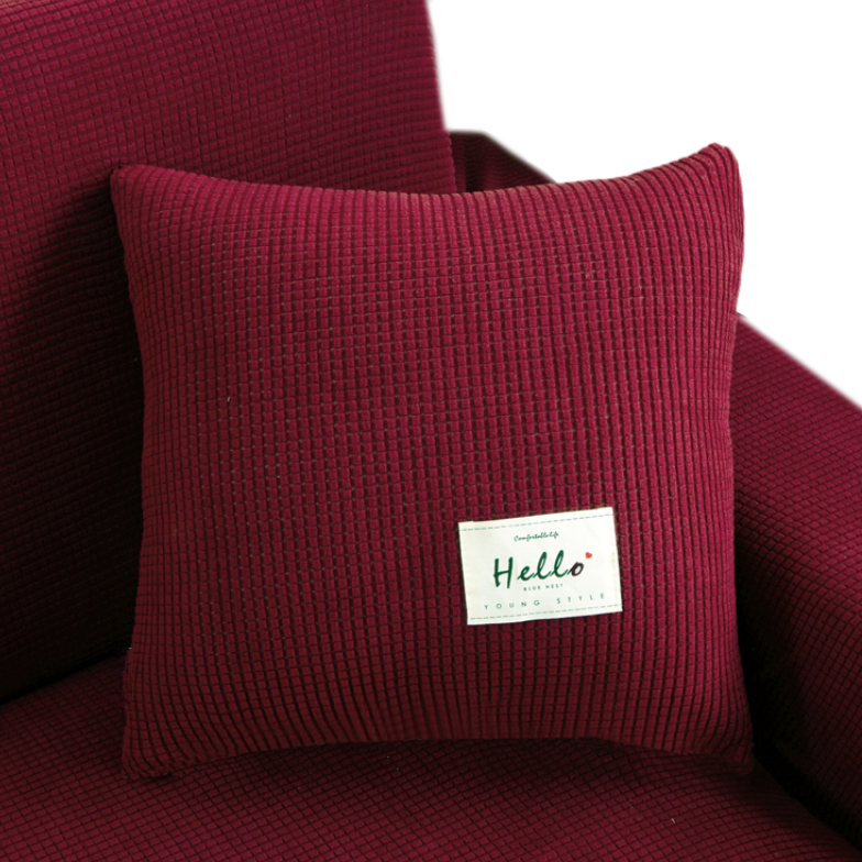 Anyhouz Pillowcase 45X45Cm Wine Red Polyester Thick Stretchable Cushion For Living Room