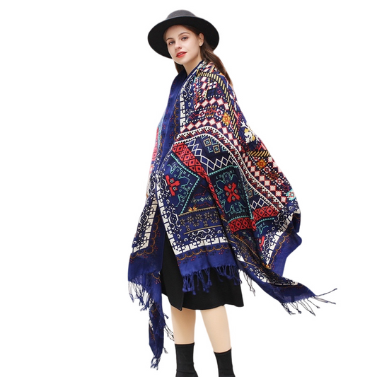 Anyyou 100% Merino Wool Blue Opus Zentangle Silk Satin Scarf for Women
