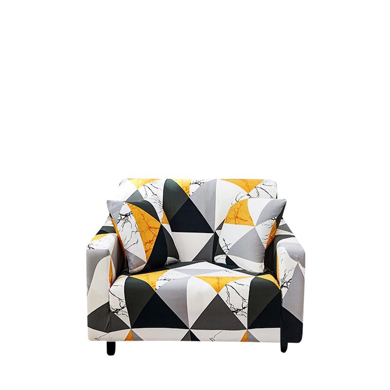 Anyhouz Sofa Cover Yellow White Geometric Style 1 Seater