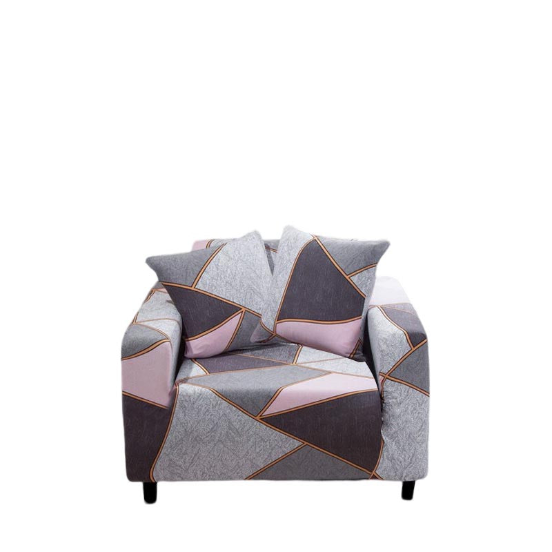 Anyhouz Sofa Cover Gray Pink Geometric Style 1 Seater