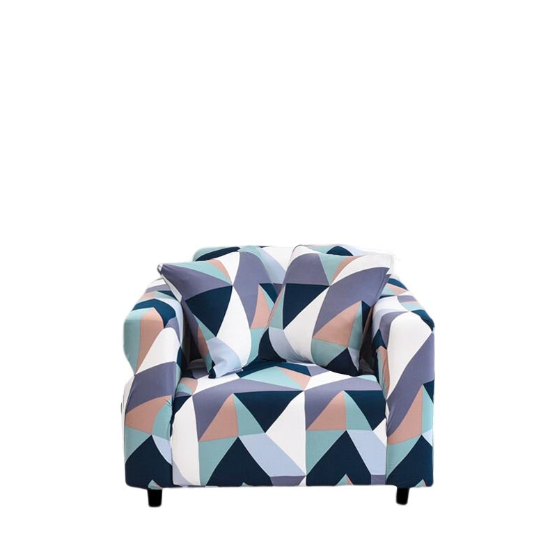 Anyhouz Sofa Cover Blue White Geometric Style 1 Seater