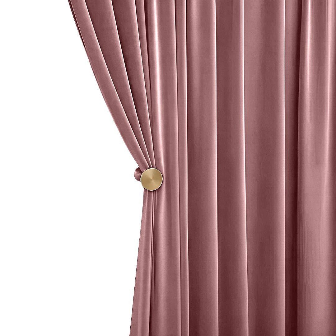 Anyhouz Curtains Dark Peach Velvet Blackout Window Drape 100cm