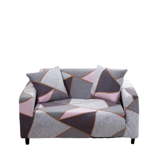 Anyhouz Sofa Cover Gray Pink Geometric Style 2 Seater