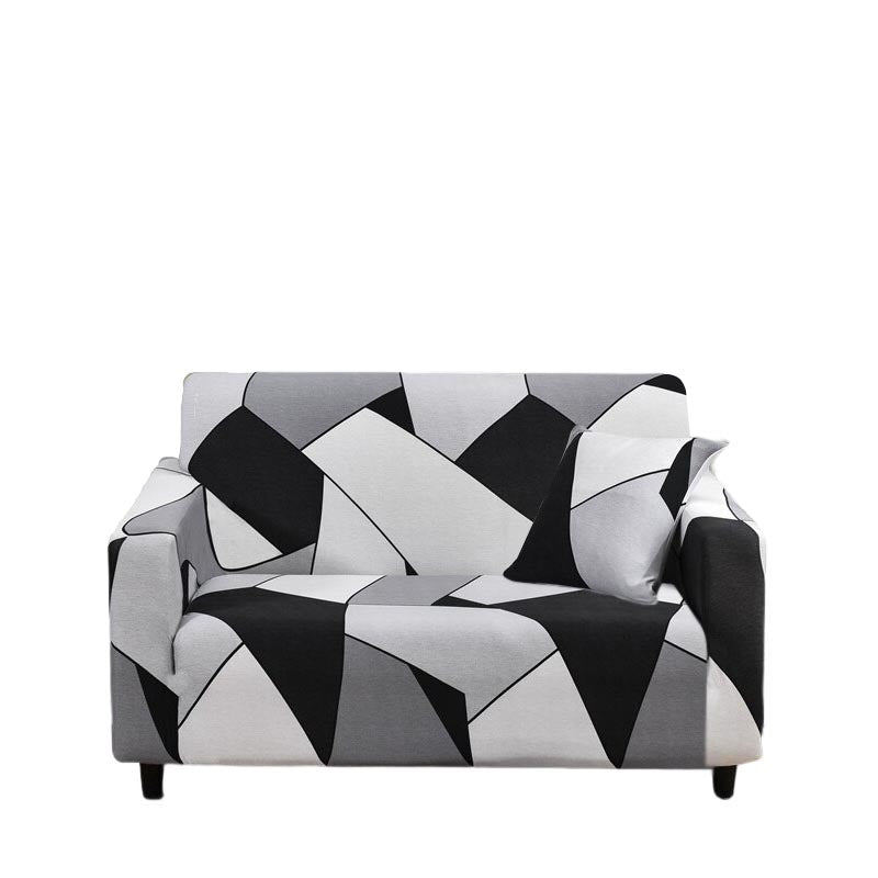 Anyhouz Sofa Cover Black White Geometric Style 2 Seater