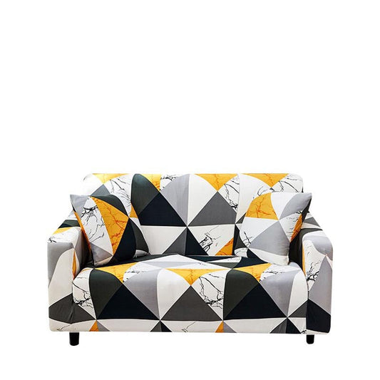 Anyhouz Sofa Cover Yellow White Geometric Style 2 Seater